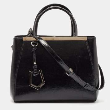 Pre Owned Fendi Black Patent Leather Petite 2Jours Tote