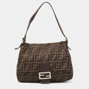 Pre Owned Fendi Tobacco Zucca Canvas and Leather Mama Baguette Bag