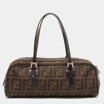 مملوكة مسبقًا Fendi Tobacco Zucca Canvas and Leather East West Satchel