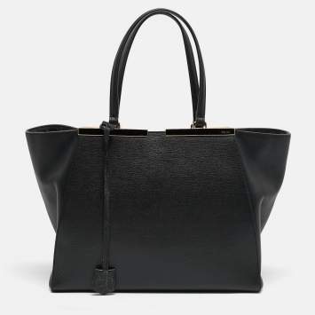 Pre Owned Fendi Black Leather Large 3Jours Tote