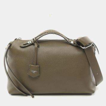 Pre Owned Fendi Khaki Leather By The Way Selleria Large Handbag