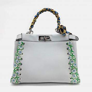 Pre Owned Fendi Blue Leather Peekaboo Regular Bag