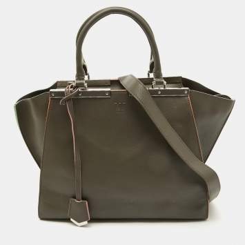 Pre Owned Fendi Dark Grey Leather Medium 3Jours Tote