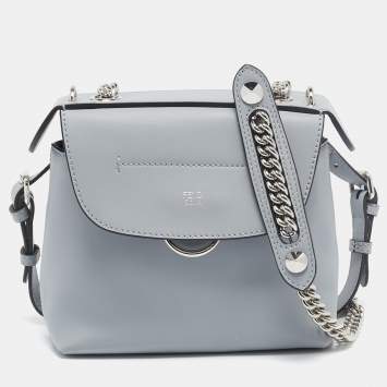 Pre Owned Fendi Light Blue Leather Mini Back To School Backpack