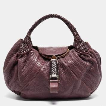 Pre Owned Fendi Purple Pebbled Leather Spy Bag