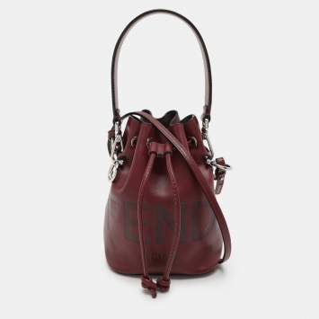 Pre Owned Fendi Burgundy Leather Mini Mon Tresor Bucket Bag