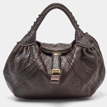 Pre Owned Fendi Brown Nappa Leather Spy Bag