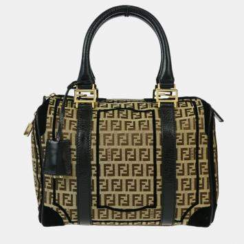 Pre Owned Fendi Brown Zucchino Canvas Handbag