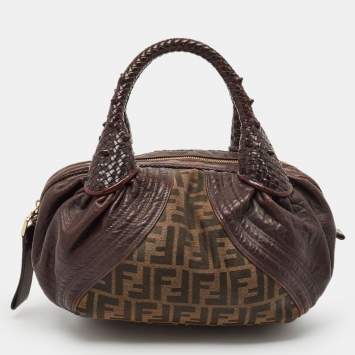 Pre Owned Fendi Tobacco Zucca Canvas and Leather Baby Spy Bag