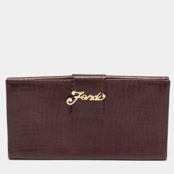 Pre Owned Fendi Brown Leather Flap Continental Wallet
