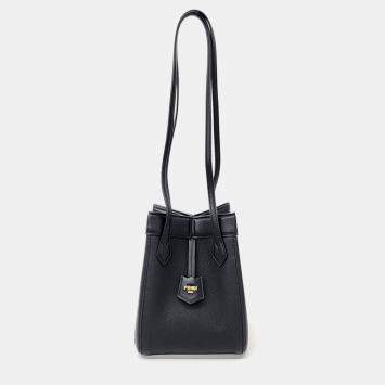 Pre Owned Fendi Black Leather Origami Mini Shoulder Bag