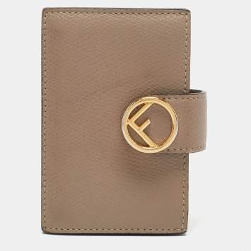 Pre Owned Fendi Beige Leather FF Accordion Card Case