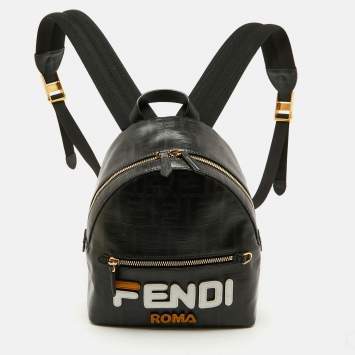 Pre Owned Fendi x Fila Brown Zucca Coated Canvas Mini Mania Backpack