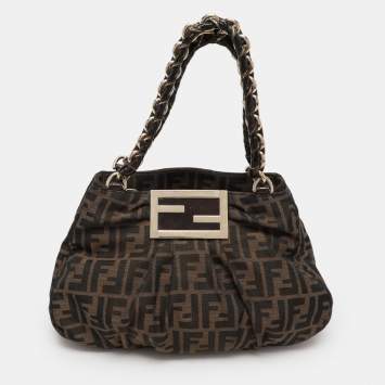 Pre Owned Fendi Tobacco Zucca Canvas Mia Tote