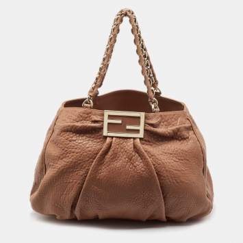 Pre Owned Fendi Brown Leather Large Mia Shoulder Bag