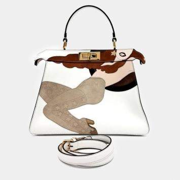 Pre Owned Fendi Multicolor Leather Peekaboo ISeeU Medium Satchel Bag
