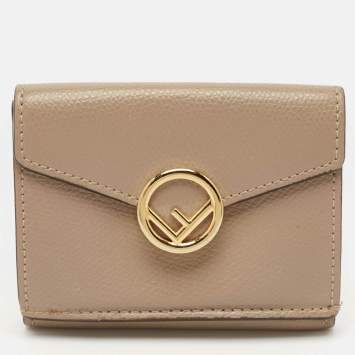 Pre Owned Fendi Beige Leather F is Fendi Trifold Wallet