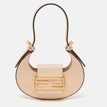 Pre Owned Fendi Peach Leather Mini Cookie Bag