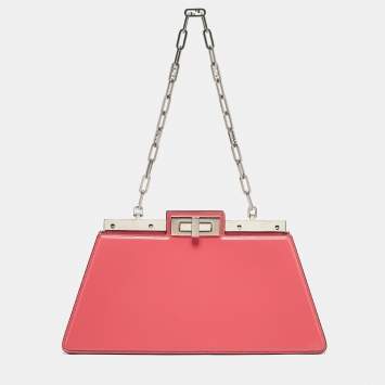 Fendi Pink Patent Leather Medium Peekaboo Cut Bag