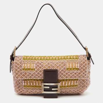 Pre Owned Fendi Multicolor Beads and Leather Baguette Bag