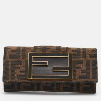 Fendi Tobacco Zucca Canvas FF Logo Continental Wallet