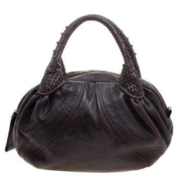 مملوكة مسبقًا Fendi Dark Brown Leather Large Spy Bag