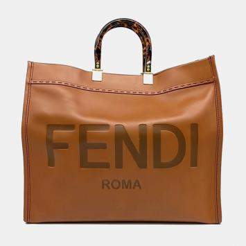 Pre Owned Fendi Brown Leather Fendi Sunshine Large bag