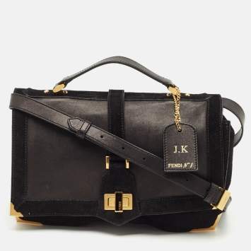 Pre Owned Fendi Black Leather and Suede Classico No.1 Top Handle Bag