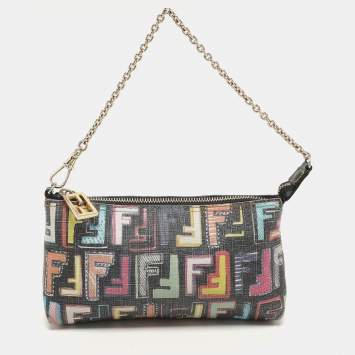 Pre Owned Fendi Multicolor Zucca Print Coated Canvas Spalmati Pochette