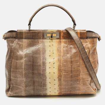 Fendi Multicolor Python Large Peekaboo Top Handle Bag