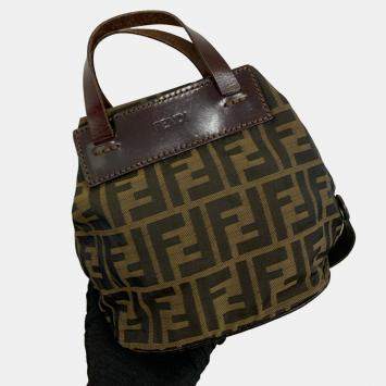 Pre Owned Fendi Canvas Vintage Zucca Handle Bucket bag