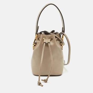 Pre Owned Fendi Beige Leather Mini Mon Tresor Drawstring Bucket Bag