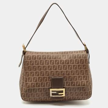 Pre Owned Fendi Brown Zucchino Coated Canvas Mama Forever Shoulder Bag