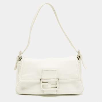 Fendi White Leather Mini Mama Baguette Bag
