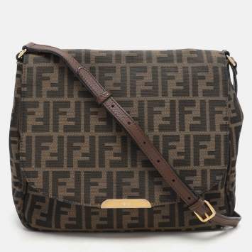Fendi Tobacco Zucca Canvas Flap Crossbody Bag
