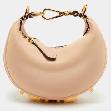 Fendi Peach Leather Nano Fendigraphy Hobo
