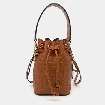 Fendi Brown Leather Montrezo Bucket Mini Bag