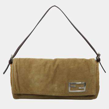 Fendi Baguette Brown Corduroy Bag