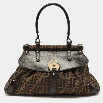 Pre Owned Fendi Tobacco Zucca Canvas and Leather Magic Bag
