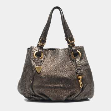 Pre Owned Fendi Gold/Black Selleria Leather Hobo