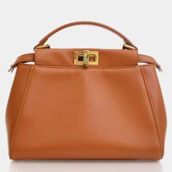 Fendi Peekaboo Mini Brown Calfskin Shoulder Bag