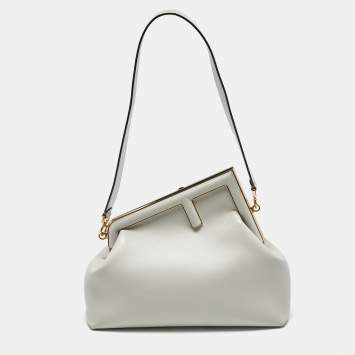 Fendi Grey Leather Medium Fendi First Shoulder Bag