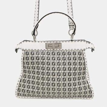 Fendi Peekaboo ICYU Selleria Medium White Black Leather Bag