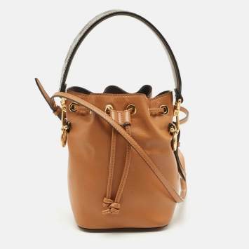Fendi Brown Leather Mini Mon Tresor Bucket Bag