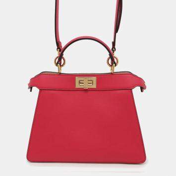 Pre Owned Fendi Peekaboo Small Pink Leather Tote Bag