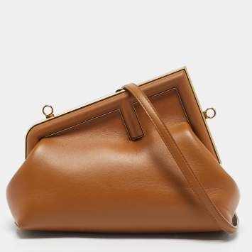 Pre Owned Fendi Brown Leather Small First Shoulder Bag