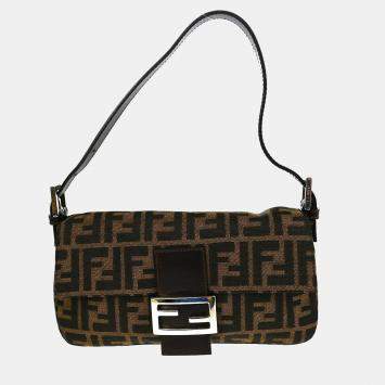 Pre Owned Fendi Brown Zucca Baguette Handbag