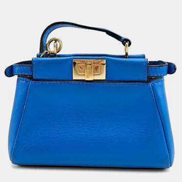 Pre Owned Fendi Nappa Leather Micro Peekaboo Bag