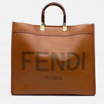 Pre Owned Fendi Brown Leather Sunshine Large Bag