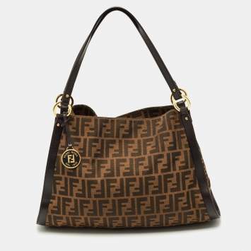Pre Owned Fendi Tobacco Zucca Canvas and Leather Chef Tote